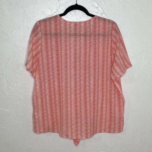 Michael Michael Kors V Neck front waist tie Blouse Size Large EUC - Picture 2 of 10